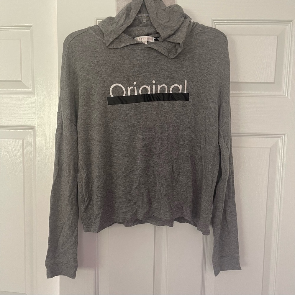 Rose + Vine “original” lightweight cropped long sleeve hoodie Sweater Top